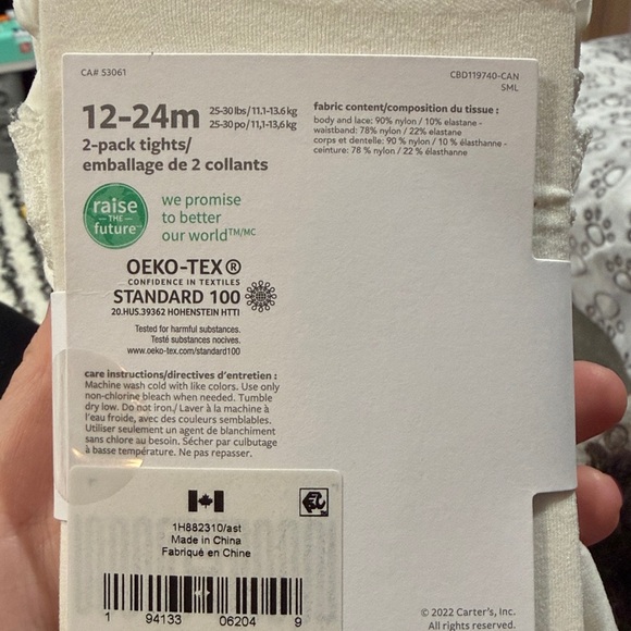 Baby Girl 2-Pack Tights - White - Ruffled Bottom - 12-24 - Picture 2 of 4